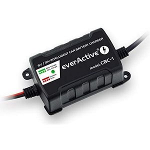 everActive Auto motorfiets oplader volautomatisch 6V 12V, spanning 1A, microprocessor, miniatuur autolader met ompolingsbeveiliging, model: CBC-1