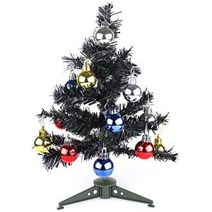 eBuyGB Mini kunstkerstboom met kerstballen, zwart