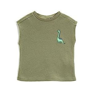 Koton Babyboys Dinosaur Gedrukt Detail Mouwloos T Getextureerd Crew Neck Shirt, kaki (894), 12-18 Maanden