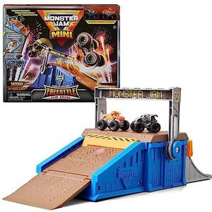 Monster Jam Mini - Freestyle Flip Arena-speelset en opslag met 2 Monster Jam-minitrucks