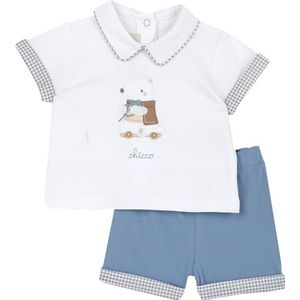 Chicco Elegante 2-Delige Set Van T-Shirt En Korte Broek baby-jongens, Blauw, 9M, Design in Italië