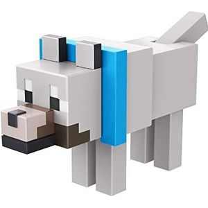 Minecraft Bouw Wolf Actiefiguur, ruim 8 cm, met 1 Bouw-een-Portaal onderdeel en 1 accessoire, bouwspeelgoed geïnspireerd op de videogame, cadeau en verzamelobject voor fans en kinderen vanaf 6 jaar