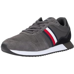 Tommy Hilfiger Heren Runner EVO Mix Block (FM0FM05298) Low Top Sneaker, Grijs (Donker Ash), 10 UK, Grijs Donker Ash, 44 EU