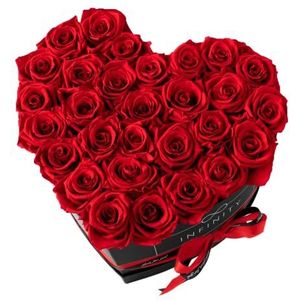 Infinity Flowerbox XXL hart - 29 echte premium rozen in rood - 3 jaar houdbaar zonder water | in geschenkverpakking met satijnen strik
