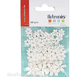 Artemio 11060401 set met 60 mini-bloemen, papier, wit, 7,5 x 1 x 11,5 cm