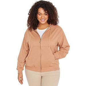 Trendyol Dames rechte lange mouwen regular sweatshirt in plussize, nerts, XL Grote maten