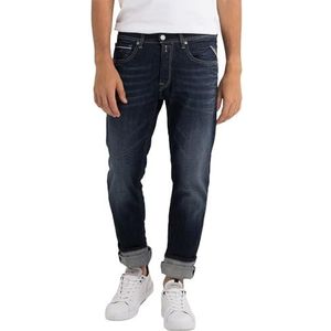 Replay Heren Jeans Grover Straight-Fit met stretch, donkerblauw 007-7, 27W x 30L
