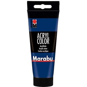 Marabu 12010050053 - acryl kleur donkerblauw 100 ml, crèmige acrylverf op waterbasis, sneldrogend, lichtecht, waterbestendig, voor aanbrengen met kwast en spons op canvas, papier en hout