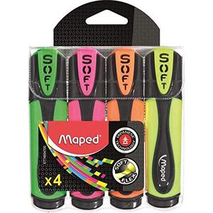 Maped Fluo'Peps Ultra Soft Markeerstiften (diverse kleuren) (Pack van 4)