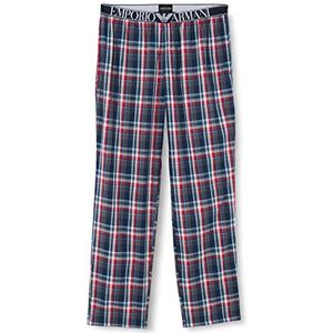 Emporio Armani Yarn Dyed Woven Pajama Joggingbroek voor heren, blauw/grijs/rood geruit, S
