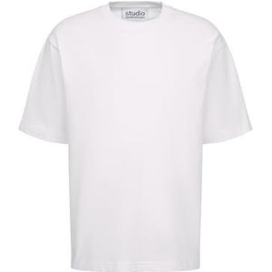Seidensticker Studio Uniseks T-shirt - oversized fit - ronde hals - korte mouwen, wit, XS