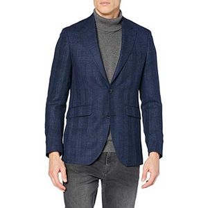 Hackett London Heren Blue Hopsack Check Cc Jacket, 551, blauw, 34
