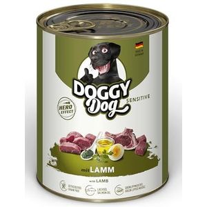 DOGGY Dog Paté Lamm Sensitive, 6 x 800 g, nat voer voor honden, graanvrij hondenvoer met zalmolie en groenlipmossel, bijzonder goed verdragen compleet voer, Made in Germany