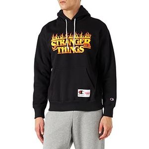Champion x Stranger Things sweatshirt met capuchon, zwart (KK003), M unisex volwassenen