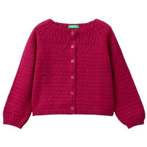 United Colors of Benetton Gebreid vest voor meisjes en jongens, Paars, 12 Maanden