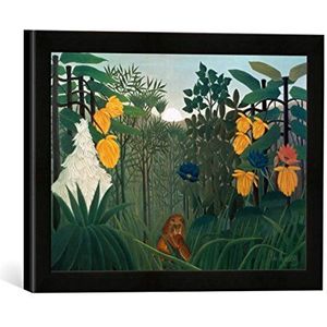 Fotolijst van Henri Rousseau ""Die maaltijd des leeuwen"", kunstdruk in hoogwaardige handgemaakte fotolijst, 40x30 cm, zwart mat