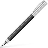 Faber-Castell 148921 - Vulpen AMBITION edelhars Rhombus, veer: F, inclusief geschenkverpakking, schachtkleur: zwart/zilver