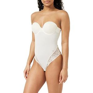Emporio Armani Dames gewatteerde body Braziliaanse seconde skin microvezel & kant fashion vest, yoghurt, L