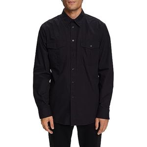 ESPRIT Utility-overhemd van katoen, zwart, M