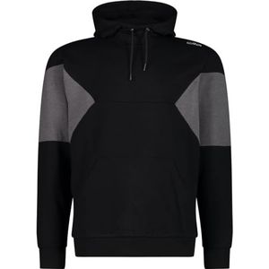 CMP - Sweatshirt van katoen voor heren met vaste capuchon, zwart, 54