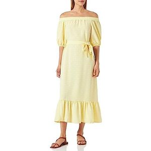 Koton Dames Midi Off The Shoulder Belted Dress, geel (153), 36