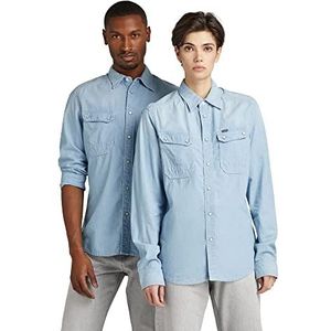 G-STAR Worker Slim overhemd voor heren, Blauw (Sun Faded Imperial Blue D22005-d186-d438), S