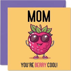 Verjaardagskaarten voor mama - Berry Cool - Grappige gelukkige verjaardagskaart voor moeder van zoon dochter, moederdagkaart voor moeder, 145 mm x 145 mm grap wenskaarten voor vrouwen haar