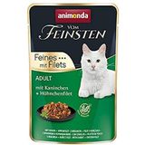 animonda Vom Feinsten Kattenvoer voor volwassenen, nat voer voor volwassen katten, fijn met filets, met konijn en kipfilet, 18 x 85 g