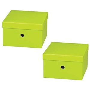 Nips Uni Colour multifunctionele doos, 2-delige verpakking, appelgroen, B 26, 5 x D 26, 5 x H 16, 5 cm