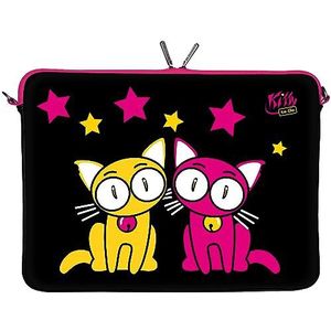 Kitty to Go LS144-15 Designer MacBook Pro 15 inch neopreen hoes tot 39,1 cm (15,6 inch) Mac Book beschermhoes PC Computer Case kat zwart-roze