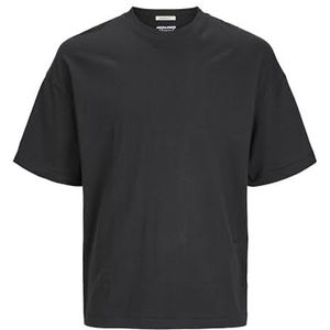 JACK & JONES Heren T-shirt bedrukt ronde hals T-shirt, zwart, XS