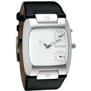 Nixon Herenhorloge analoog leer A086100-00, zwart/wit, riemen