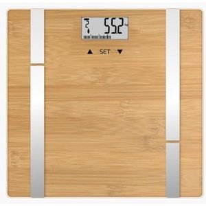 Terrailon - Bamboo Fit - Elektronische Personenweegschaal - Bamboe - Capaciteit 180 kg, 4 Elektroden, LCD-Display