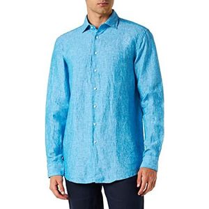 Seidensticker Men's Regular Fit shirt met lange mouwen, turquoise, 45, turquoise