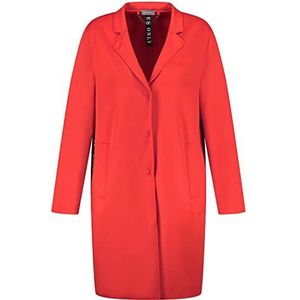 Samoon Lange jas voor dames van Scuba-kwaliteit lange mouwen jas gebreide longjas effen kleuren, power rood, 52/Grote Maten