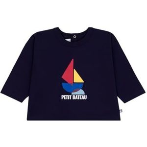 Petit Bateau Baby T-shirt van katoen met lange mouwen, kattenmotief, Avond, 6 Maanden