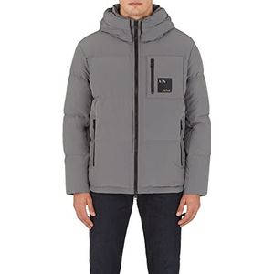 Armani Exchange Afneembare capuchon voor heren, patch logo op de voorzak, smoked parel, extra large