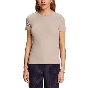 ESPRIT T-shirt van geribbeld jersey, taupe (light taupe), XXS