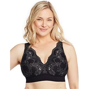 Glamorise Bralette Bramour Lexington kant en decolleté zonder beugel, speciaal voor grote maten nr. 7013, Zwart, 100F