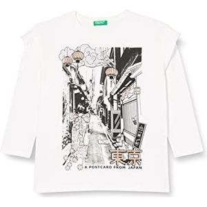 United Colors of Benetton T-shirt met lange mouwen voor meisjes, Wit 074, 120 cm