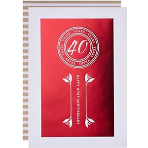 Hallmark 40 jaar Ruby Anniversary Card - Klassiek op tekst gebaseerd ontwerp