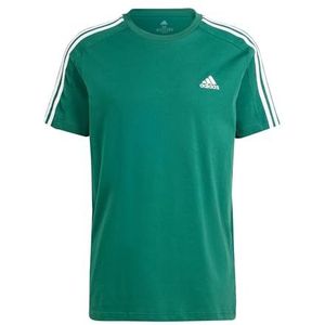 adidas Heren Essentials Single Jersey 3-Stripes Tee, Collegiate Green, XS