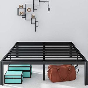 Zinus Van Bed 150 x 190 cm - Hoogte 41 cm met Opbergruimte onder het bed - Metalen Bedframe - Zwart