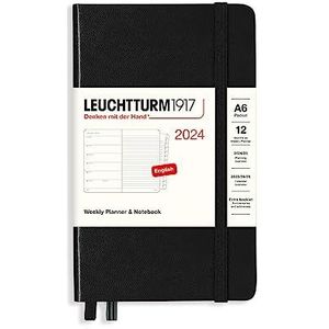 LEUCHTTURM1917 367747 weekkalender & notitieboek Pocket (A6) 2024, 12 maanden, zwart, Engels