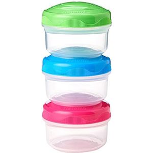 Sistema Snack Pots Mini Bites To GO vershouddozen, 130 ml, stapelbare snackboxen met deksel, BPA-vrij, 3 stuks