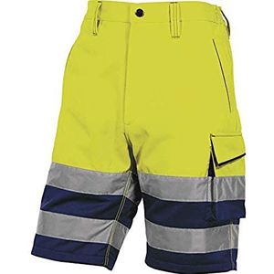 Deltaplus PHBE2JMXX Panostyle zeer zichtbare werkbermuda van polyester/katoen, neongeel-marineblauw, maat XXL