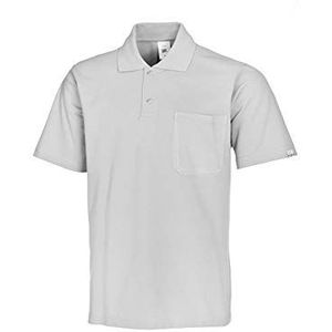 BP 1222-180-51-S Unisex puur katoen 1/2 mouwen poloshirt, polokraag met drukknopband, lichtgrijs, S maat