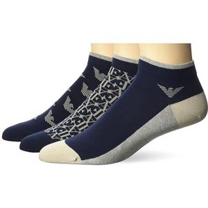 Emporio Armani All Over Logo 2-Pack Sneaker Sokken, MARIE/MARIE/MARIENE (ZEE BLAUW), One Size