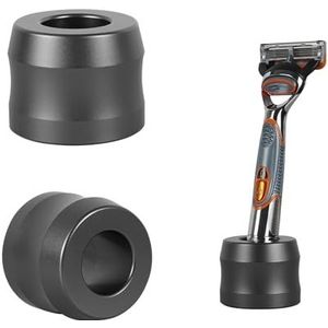 Linkidea 2-pack scheermesstandaard van aluminiumlegering, opening Dia 22 mm, scheerstandaard voor heren voor badkamer werkbladen, compatibel met Fusion 5 Power, ProGlide Shield Power (grijs)