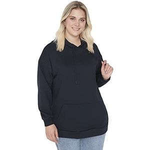 Trendyol Vrouwen Plus Size Regular Basic Hood Knit Plus Size Sweatshirt, Donkerblauw, XL grote maten